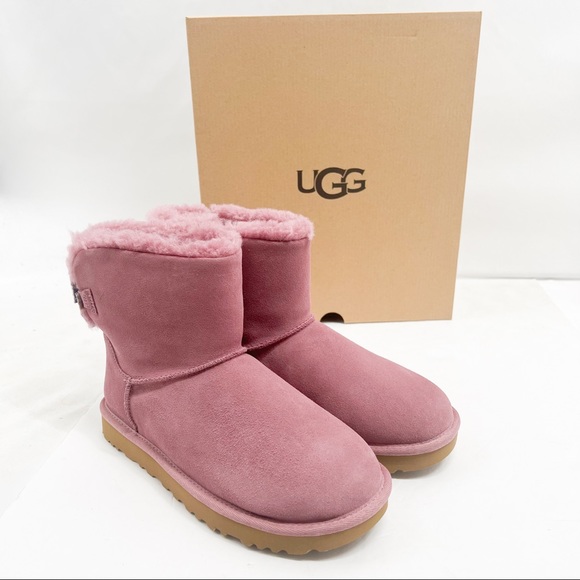 UGG Mini Bailey Bow Splatter Boots Color Urchin - Picture 2 of 15